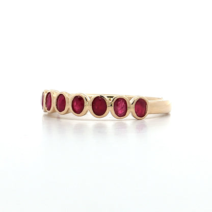 .75 Bezel Set Ruby Wedding Band 14k Yellow Gold