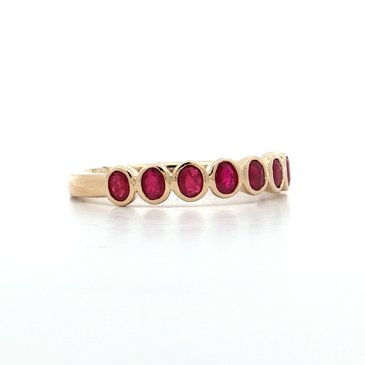 .75 Bezel Set Ruby Wedding Band 14k Yellow Gold