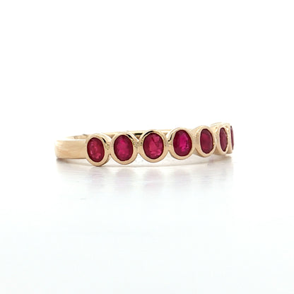 .75 Bezel Set Ruby Wedding Band 14k Yellow Gold