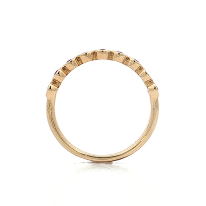 .75 Bezel Set Ruby Wedding Band 14k Yellow Gold