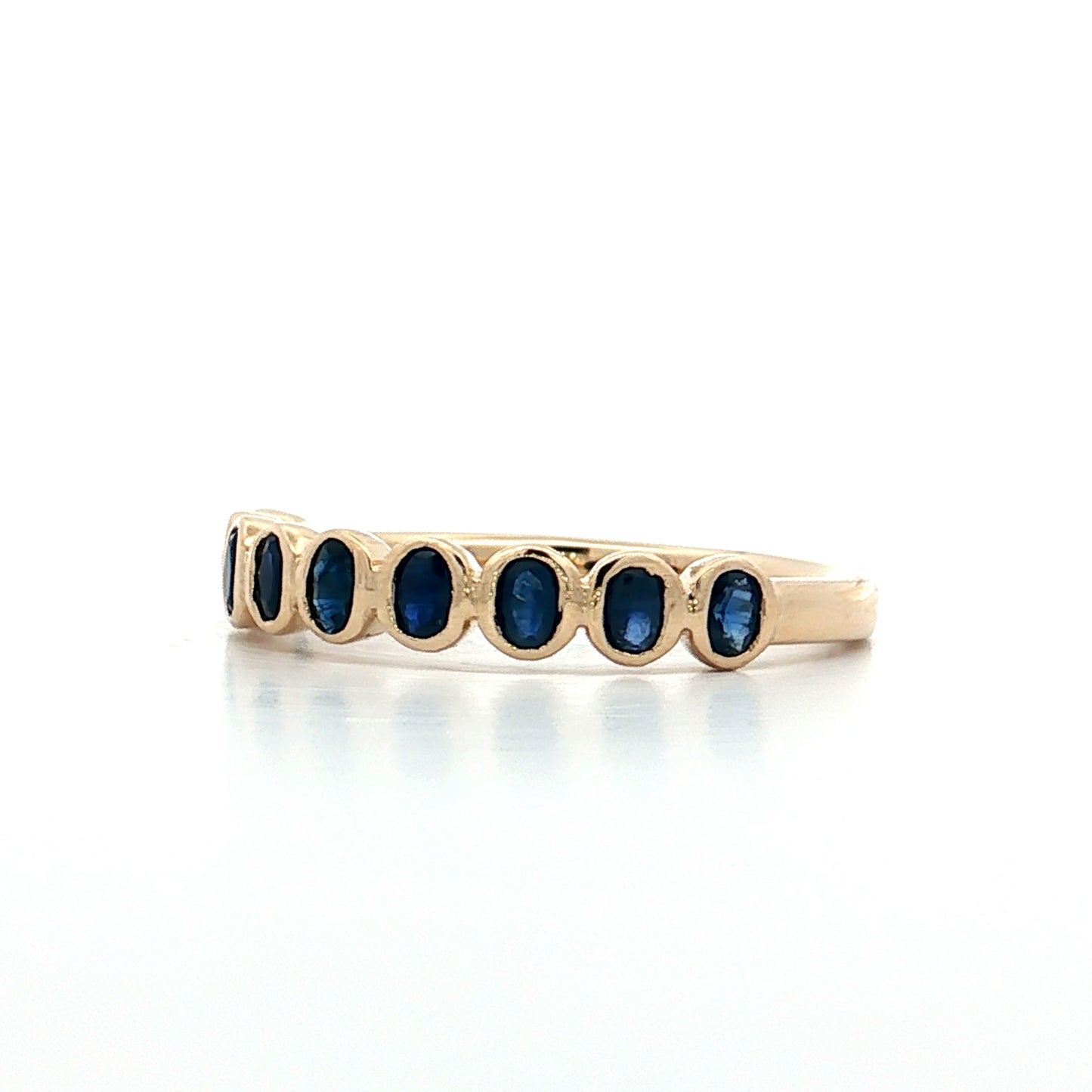 .75 Bezel Sapphire Wedding Band in 14k Yellow Gold