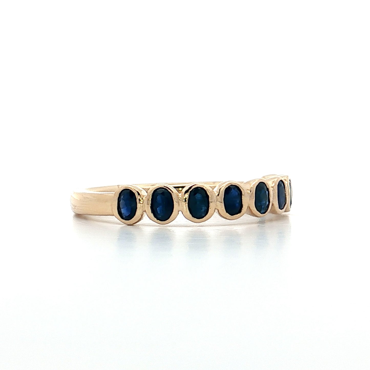 .75 Bezel Sapphire Wedding Band in 14k Yellow Gold