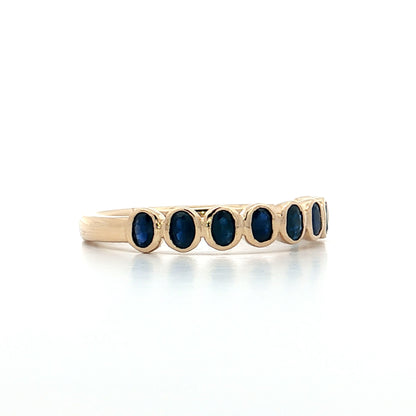 .75 Bezel Sapphire Wedding Band in 14k Yellow Gold