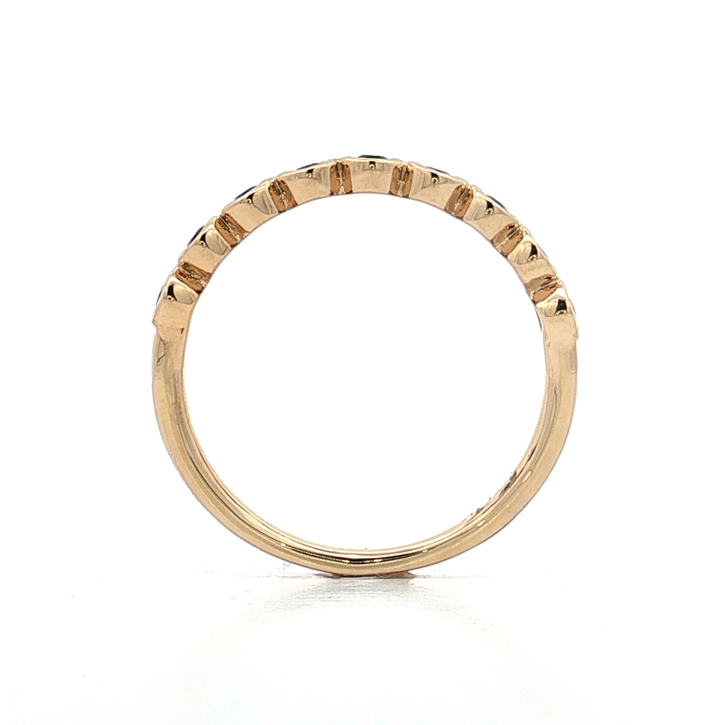.75 Bezel Sapphire Wedding Band in 14k Yellow Gold