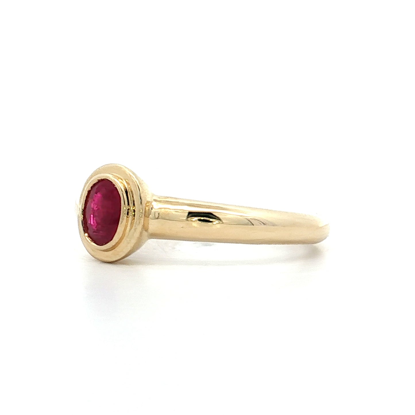 .40 Double Bezel Ruby Stacking Ring 14k Yellow Gold