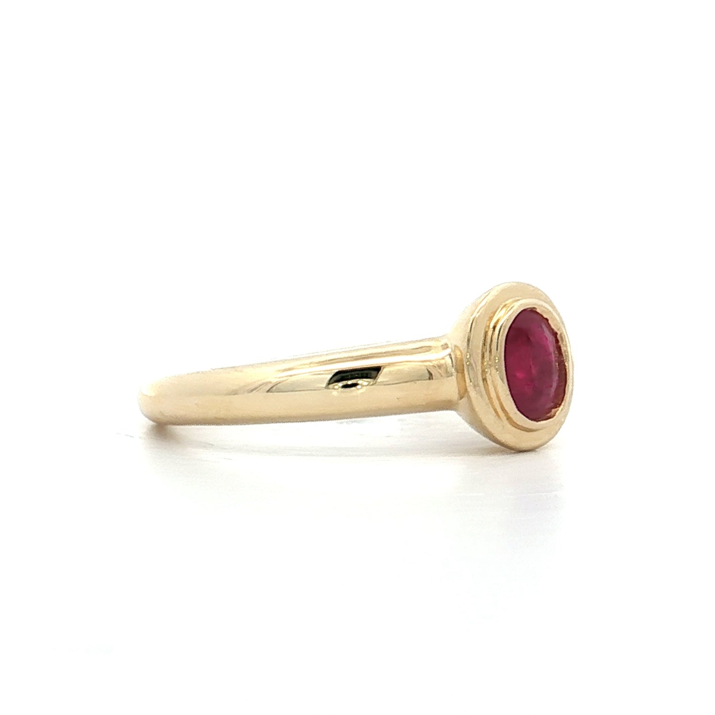 .40 Double Bezel Ruby Stacking Ring 14k Yellow Gold