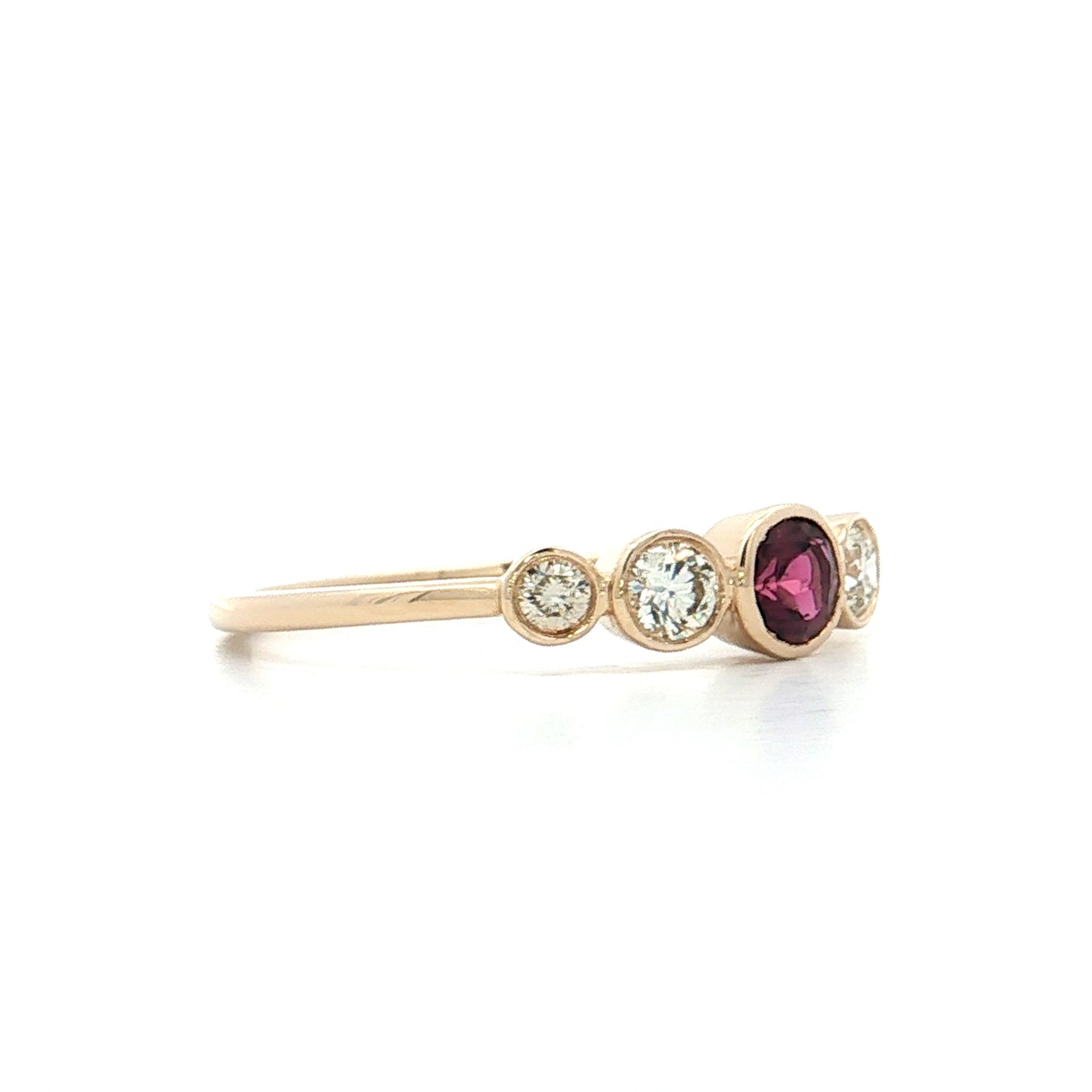 .25 Pink Tourmaline & Diamond Stacking Ring 14k