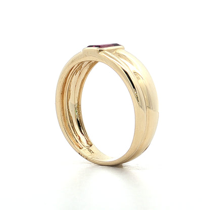 .55 Emerald Cut Pink Tourmaline Stacking Ring 14k
