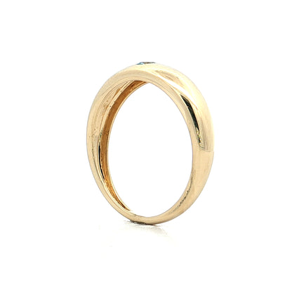 .10 Flush Set Aquamarine Stacking Ring 14k Yellow Gold