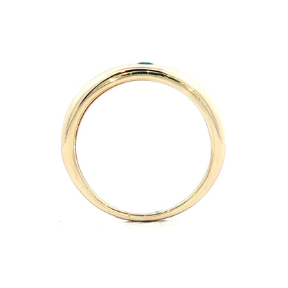 .08 Flush Set Emerald Stacking Ring 14k Yellow Gold