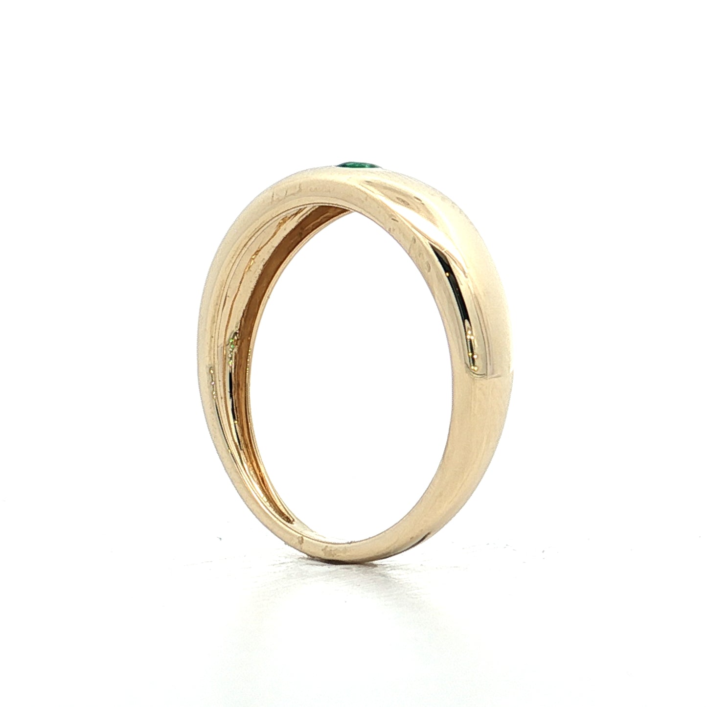 .08 Flush Set Emerald Stacking Ring 14k Yellow Gold