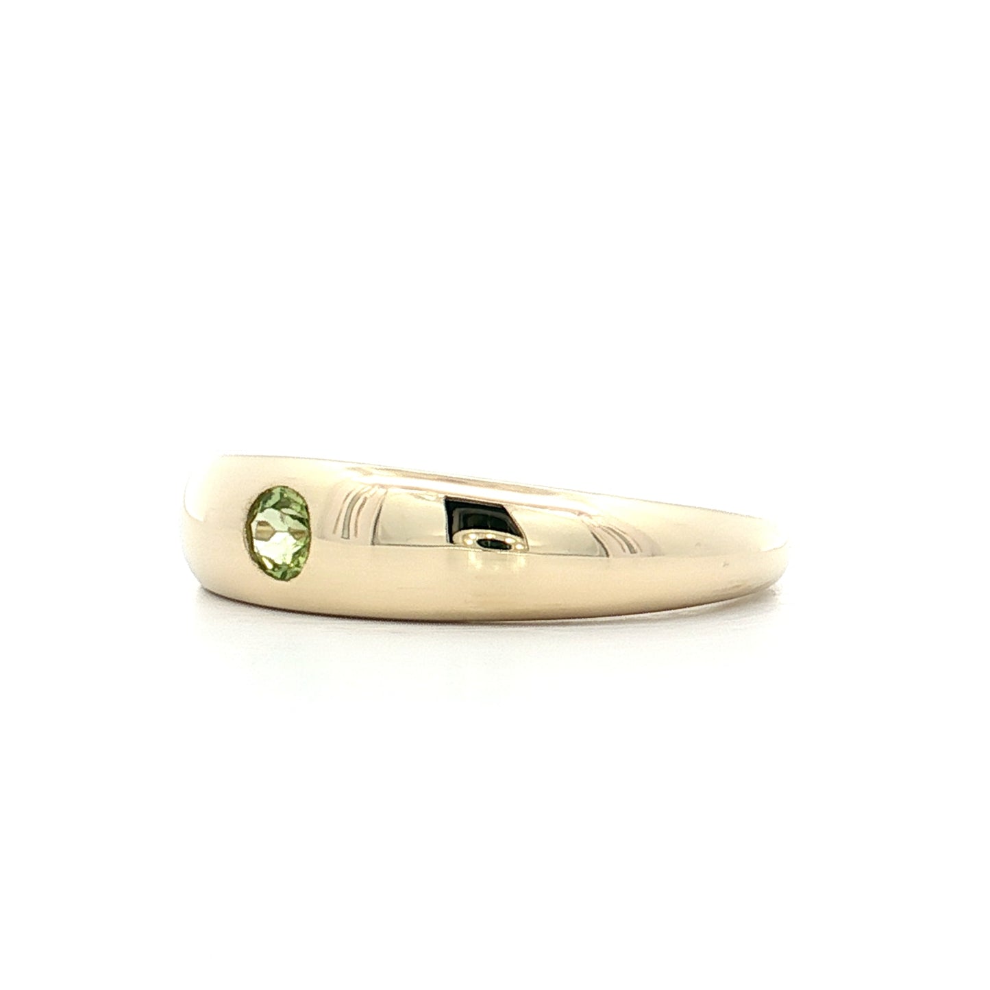 .12 Flush Set Peridot Stacking Ring 14k Yellow Gold