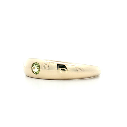 .12 Flush Set Peridot Stacking Ring 14k Yellow Gold