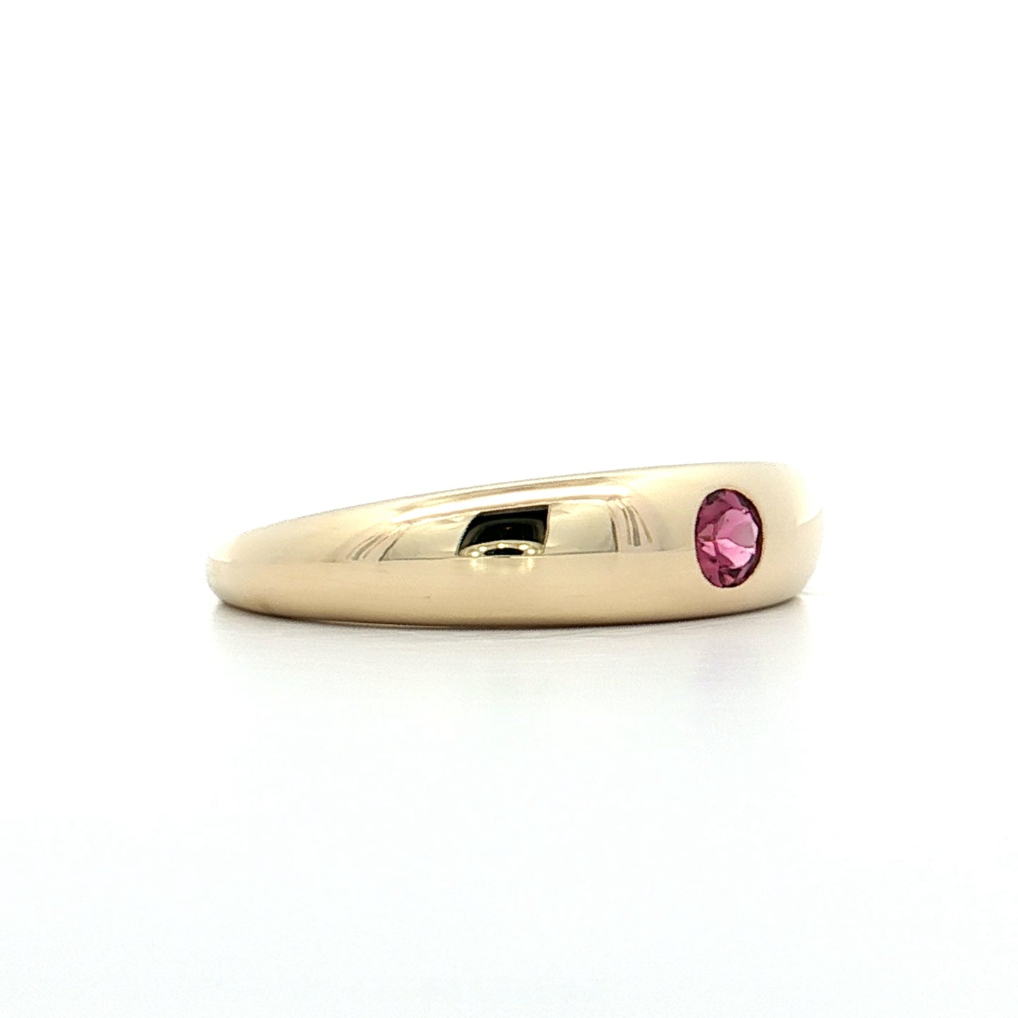 .12 Flush Set Pink Tourmaline Stacking Ring 14k