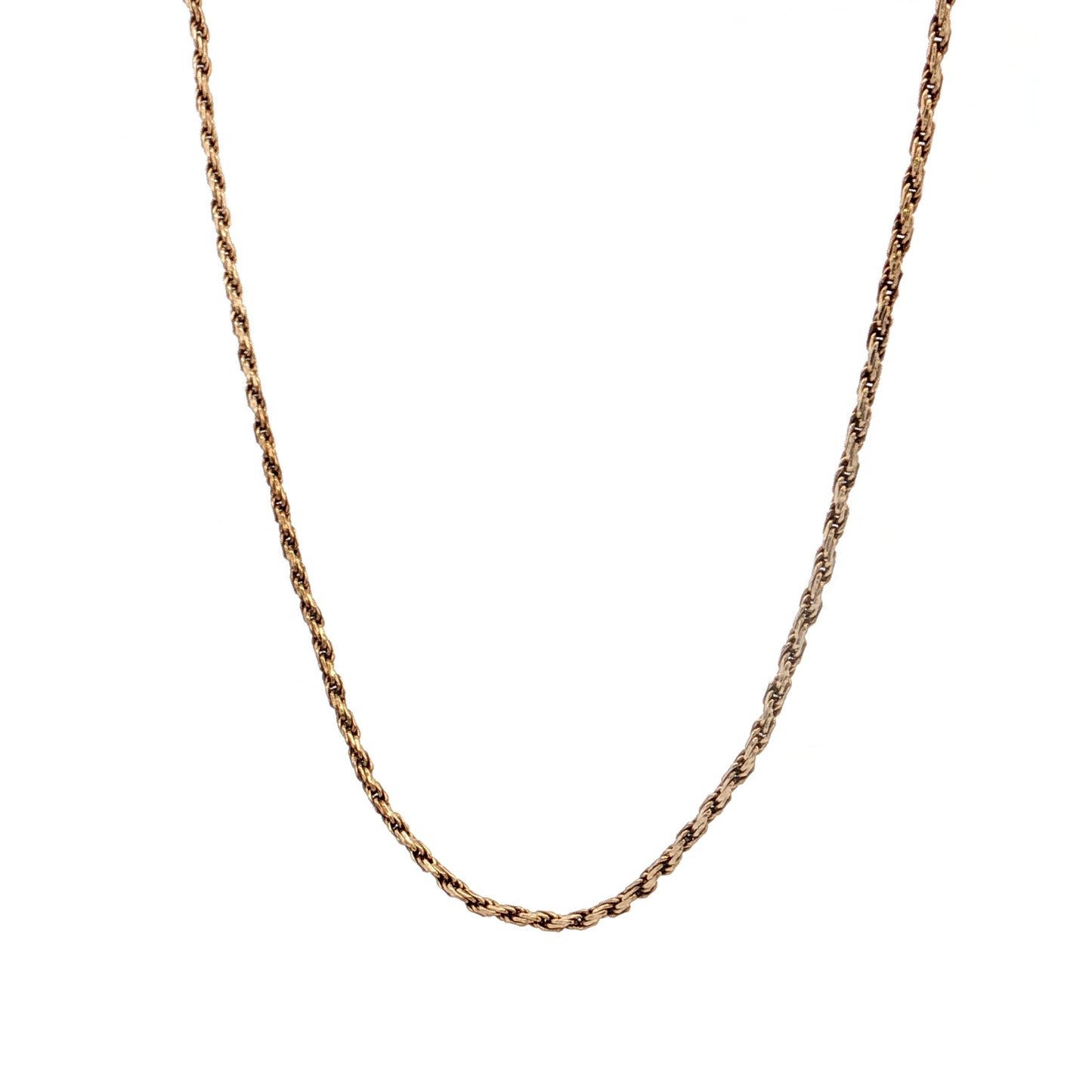 22" Twisted Textured Rope Chain Necklace 14k Yellow Gold