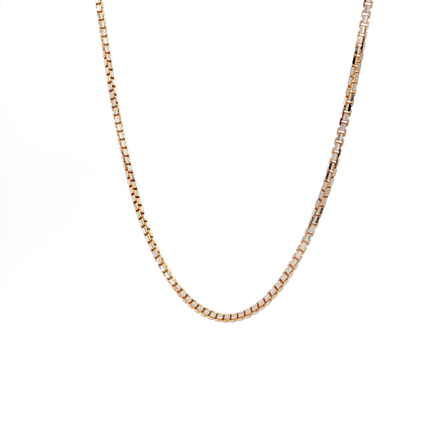 16.5" Box Chain Necklace Two-Tone 18k