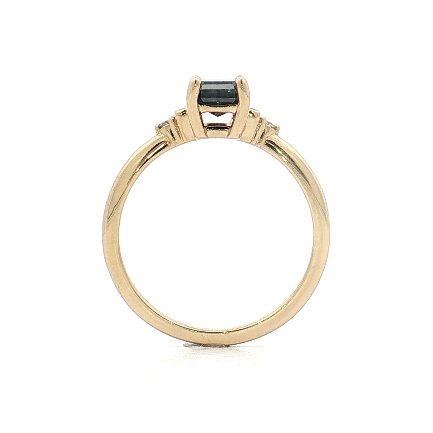 1.20 Emerald Cut Salt & Pepper Diamond Engagement Ring 14k