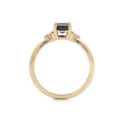 1.20 Emerald Cut Salt & Pepper Diamond Engagement Ring 14k