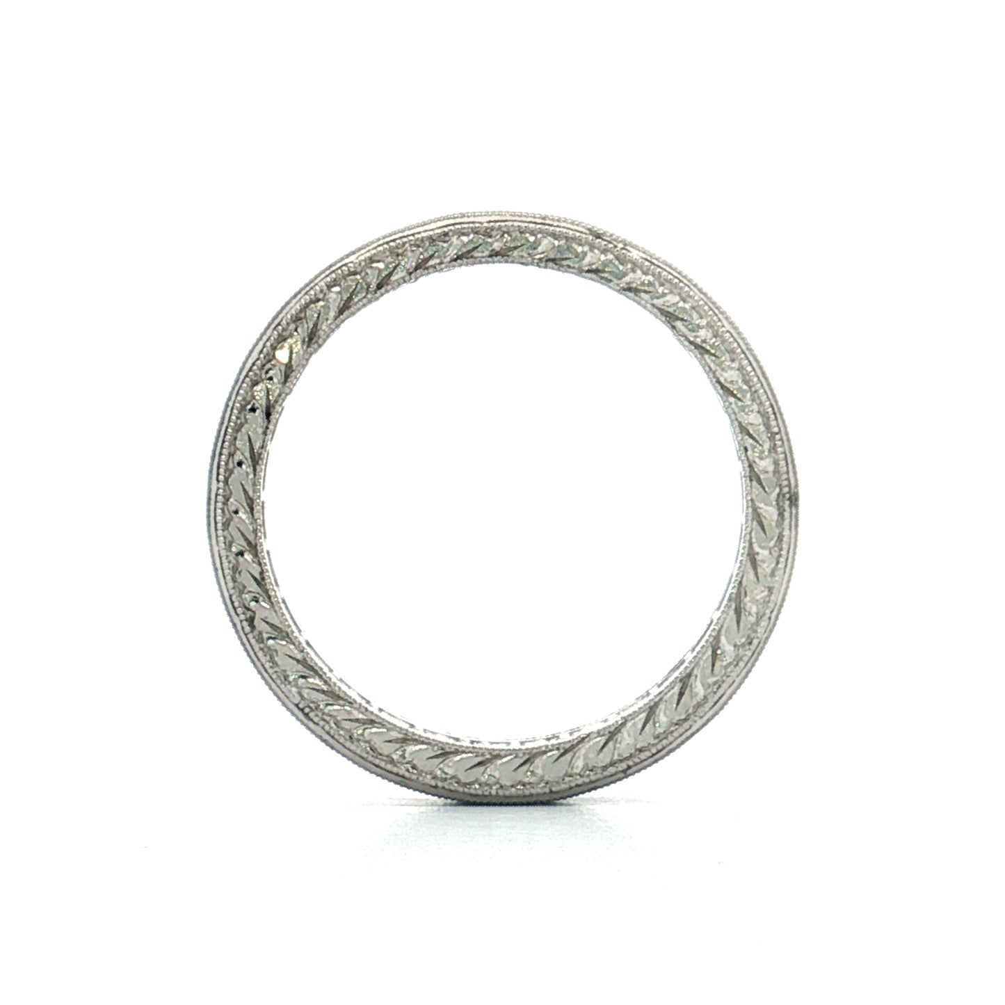 Square Cut Sapphire & RBC Diamond Wedding Band Platinum