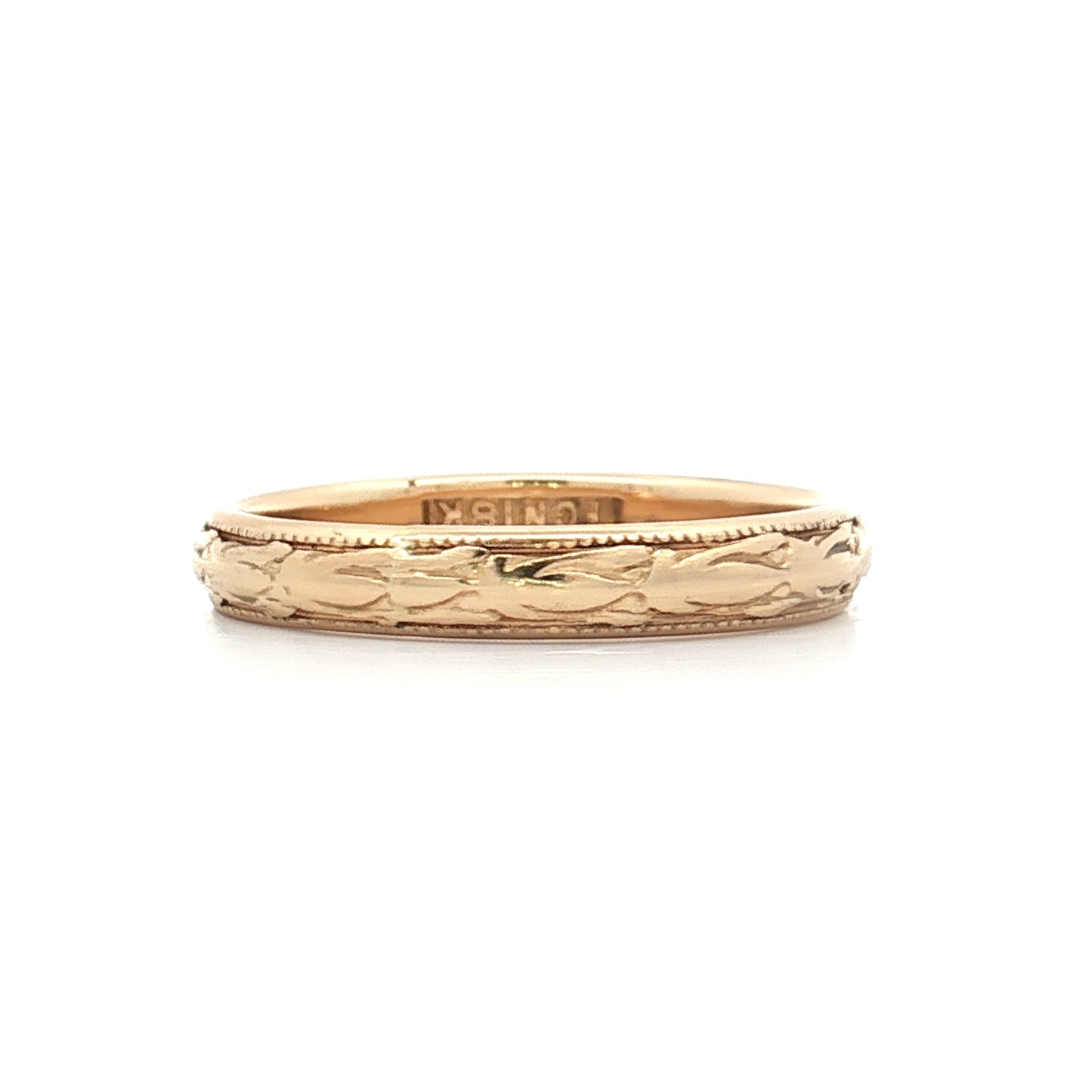 Antique Art Deco Engraved Wedding Band 18k