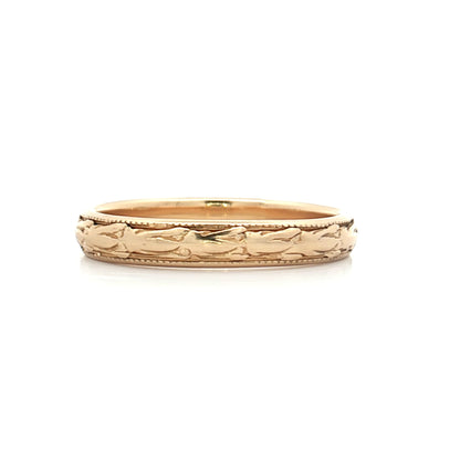 Antique Art Deco Engraved Wedding Band 18k