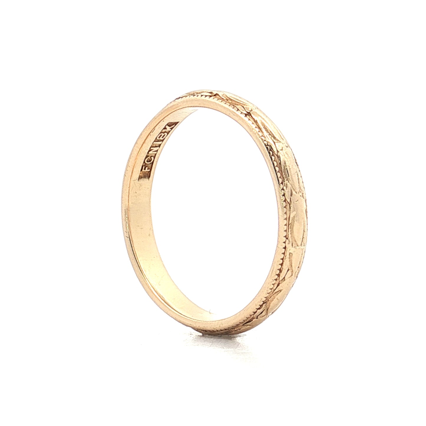 Antique Art Deco Engraved Wedding Band 18k