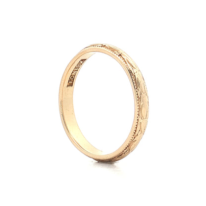 Antique Art Deco Engraved Wedding Band 18k