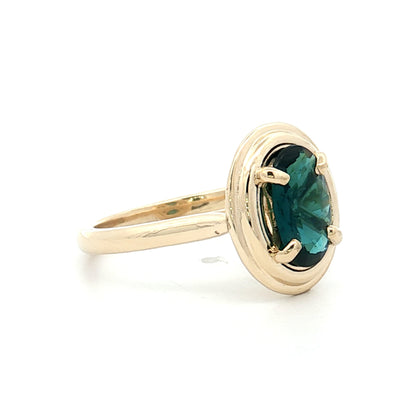 1.37 Oval Green Sapphire Engagement Ring 14k Yellow Gold