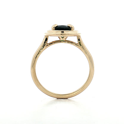 1.37 Oval Green Sapphire Engagement Ring 14k Yellow Gold