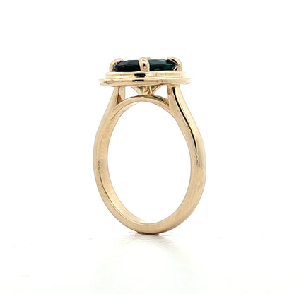 1.37 Oval Green Sapphire Engagement Ring 14k Yellow Gold