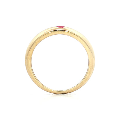 .14 Flush Set Ruby Stacking Ring 14k Yellow Gold