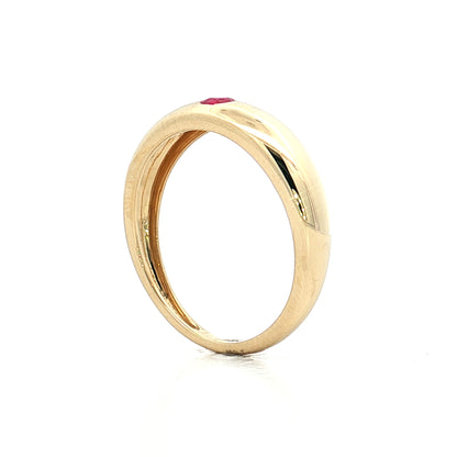 .14 Flush Set Ruby Stacking Ring 14k Yellow Gold