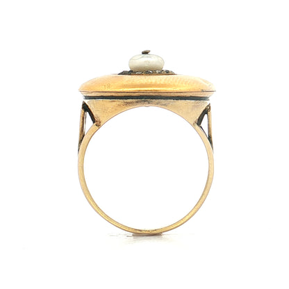 Vintage Victorian Pearl & Diamond Cocktail Ring 14k