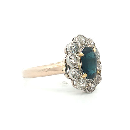 .93 Victorian Sapphire Halo Engagement Ring 9k/SS