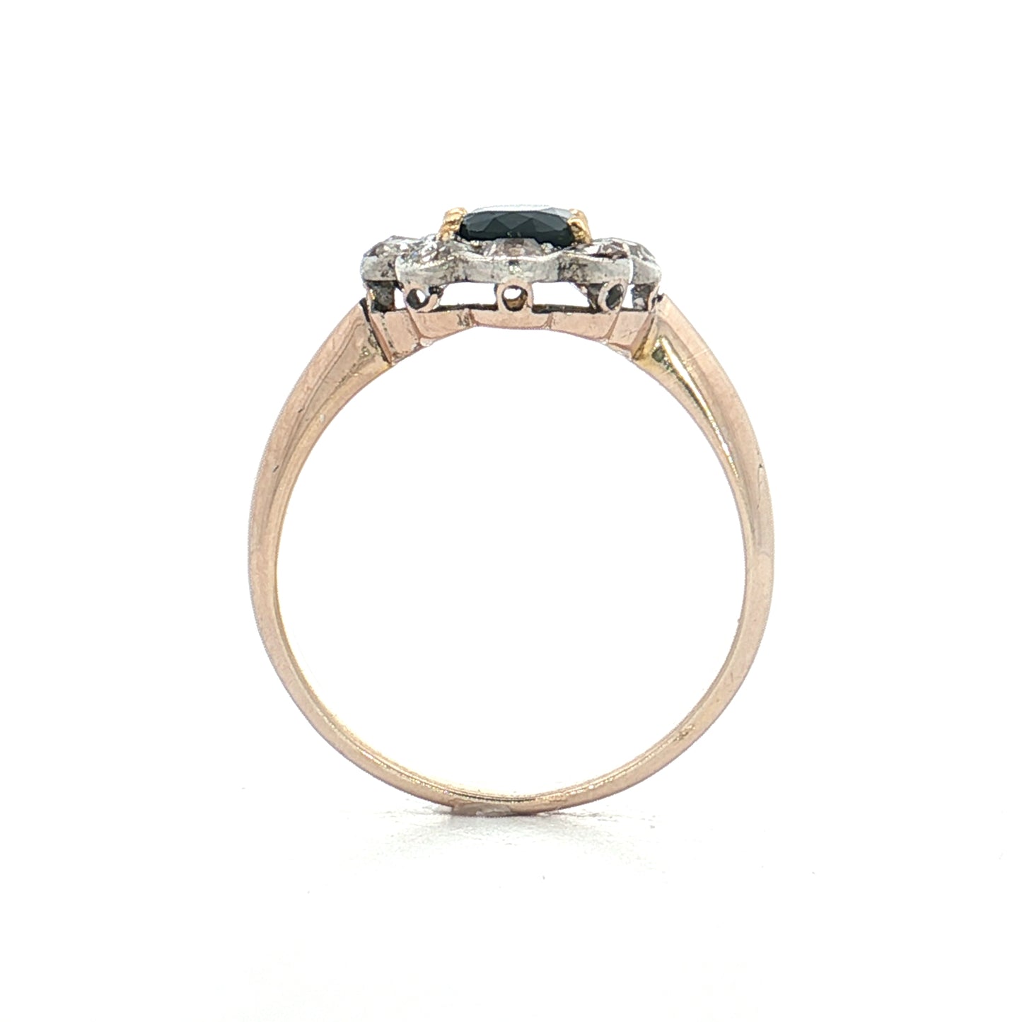 .93 Victorian Sapphire Halo Engagement Ring 9k/SS