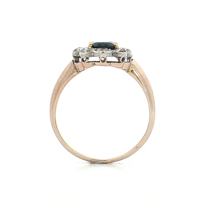 .93 Victorian Sapphire Halo Engagement Ring 9k/SS