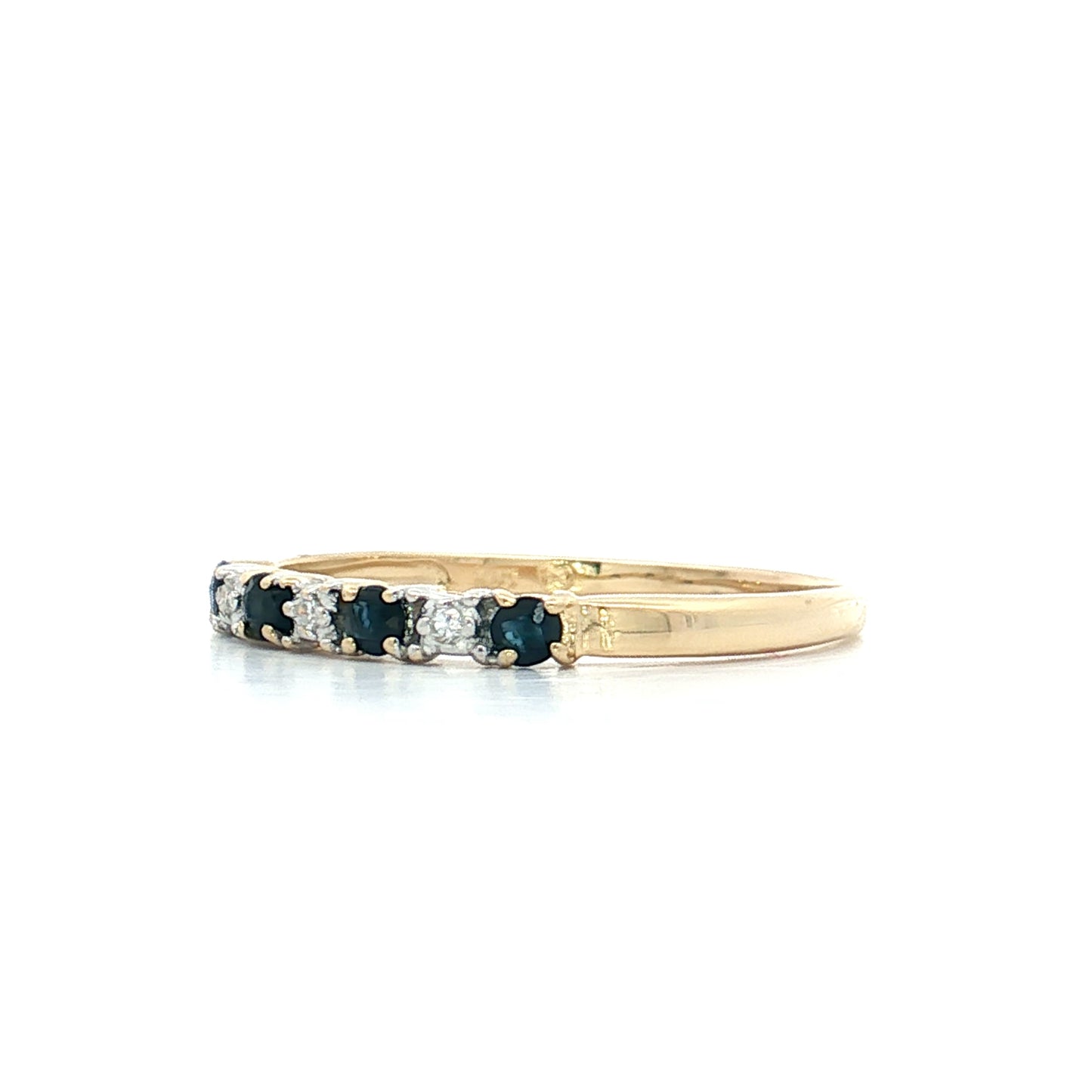 .24 Round Sapphire & Diamond Stacking Band 10k Yellow Gold