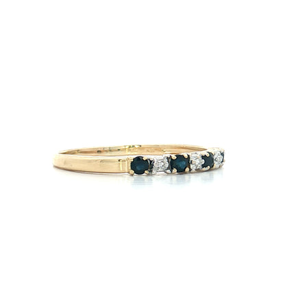 .24 Round Sapphire & Diamond Stacking Band 10k Yellow Gold