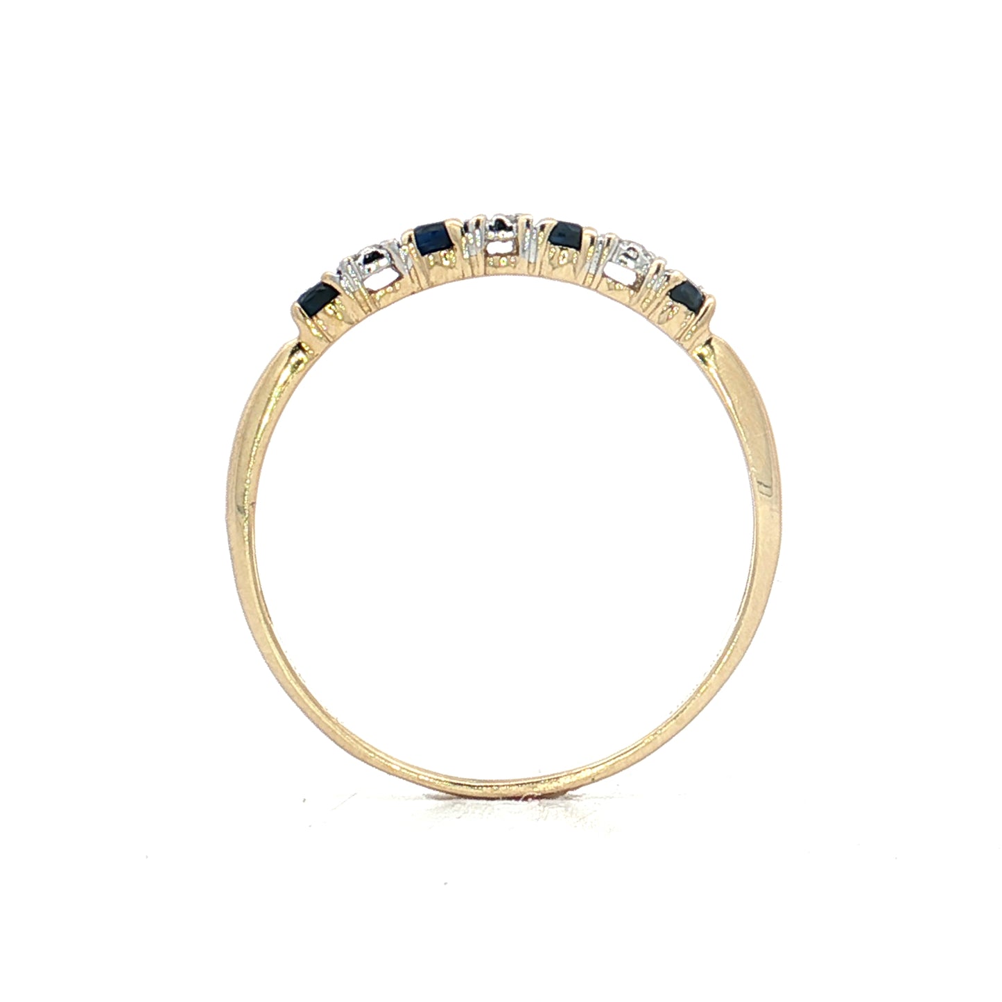 .24 Round Sapphire & Diamond Stacking Band 10k Yellow Gold