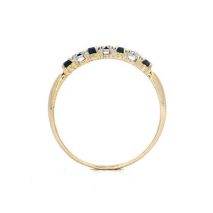 .24 Round Sapphire & Diamond Stacking Band 10k Yellow Gold