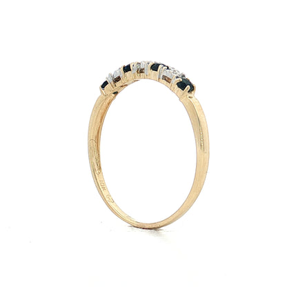 .24 Round Sapphire & Diamond Stacking Band 10k Yellow Gold