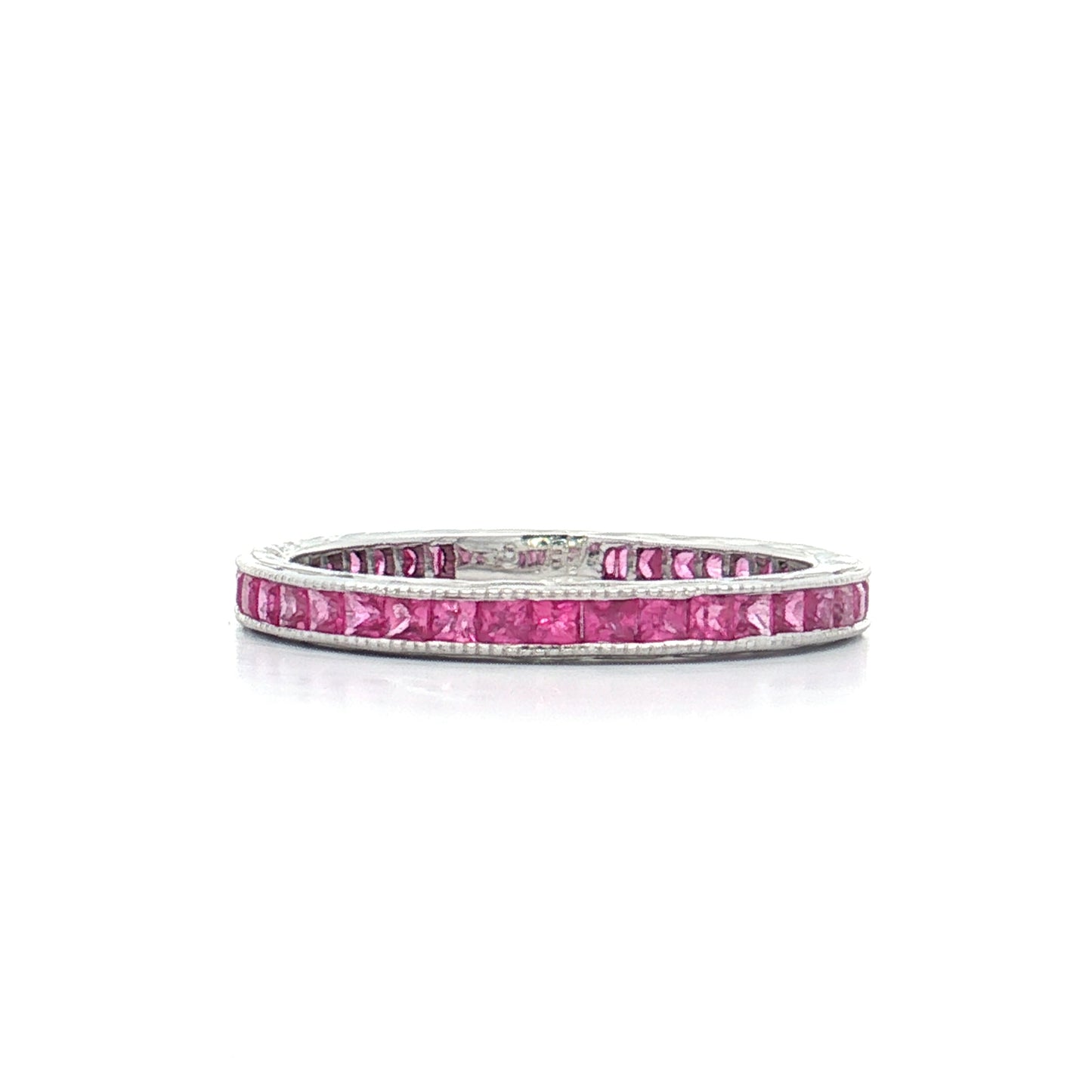 .86 French Cut Pink Sapphire Eternity Band 18k