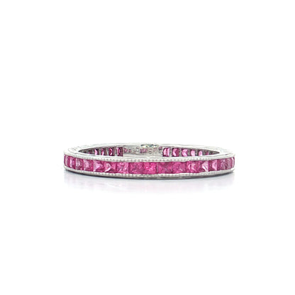 .86 French Cut Pink Sapphire Eternity Band 18k
