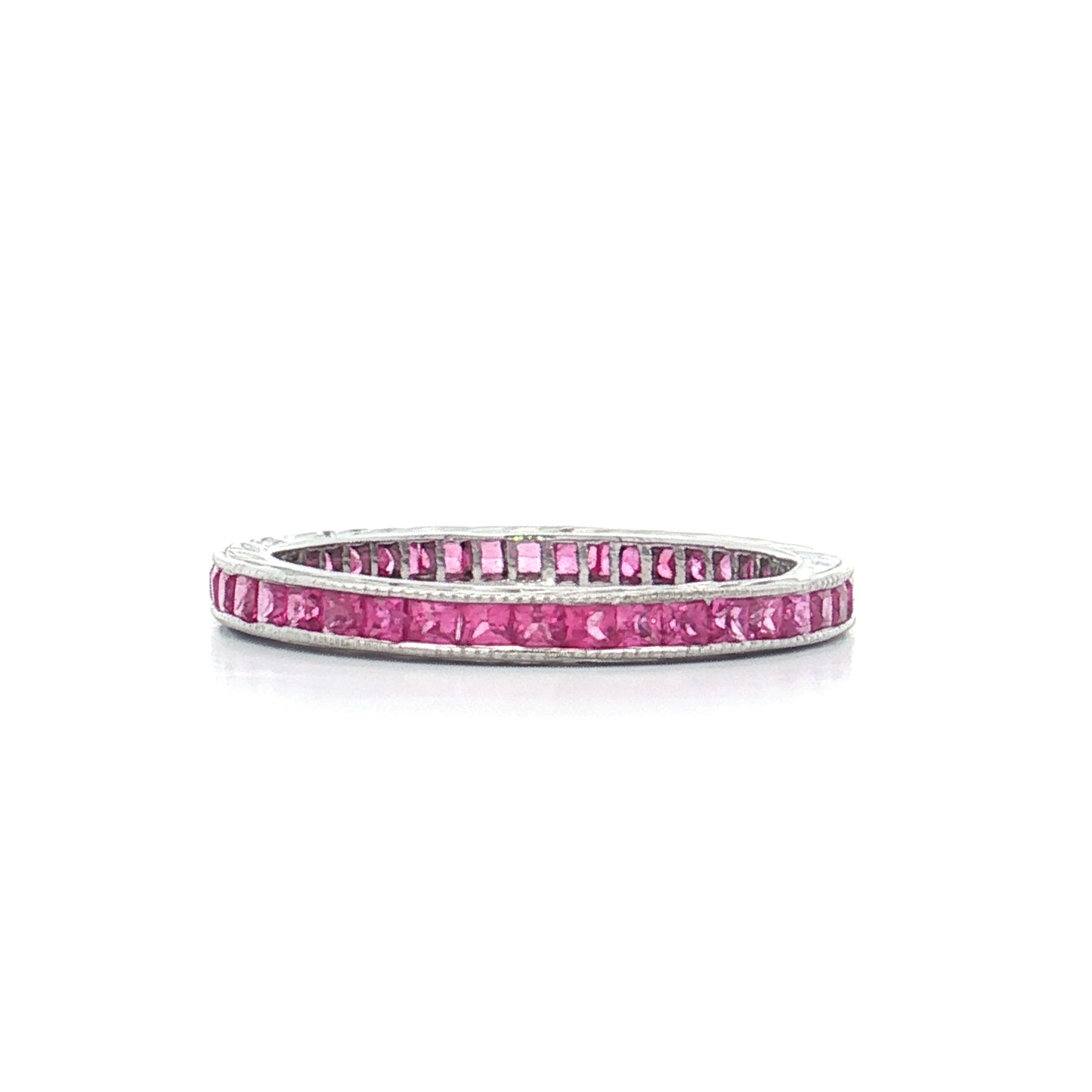 .86 French Cut Pink Sapphire Eternity Band 18k