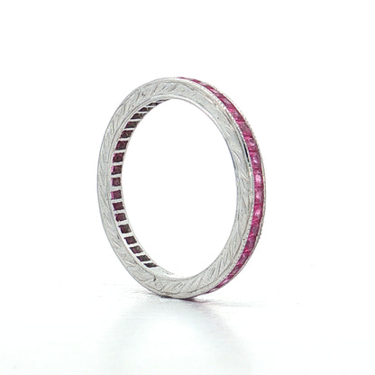 .86 French Cut Pink Sapphire Eternity Band 18k