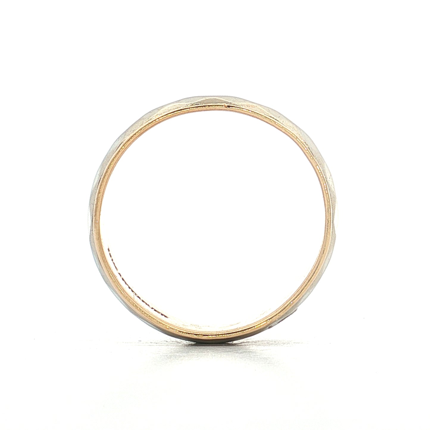 Vintage Mens Two-Tone Textured Wedding Band 14k