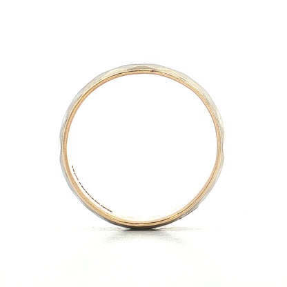 Vintage Mens Two-Tone Textured Wedding Band 14k
