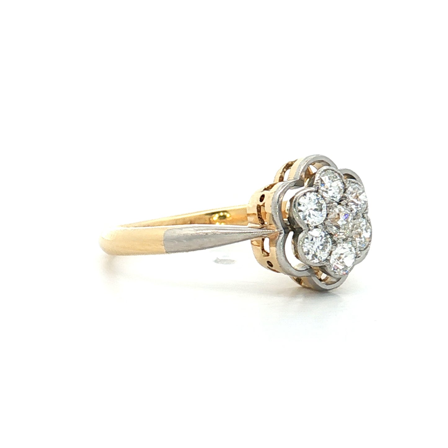 .30 Vintage Retro Diamond Cluster Engagement Ring 18k