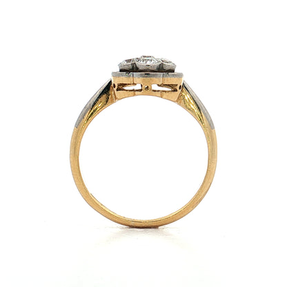 .30 Vintage Retro Diamond Cluster Engagement Ring 18k