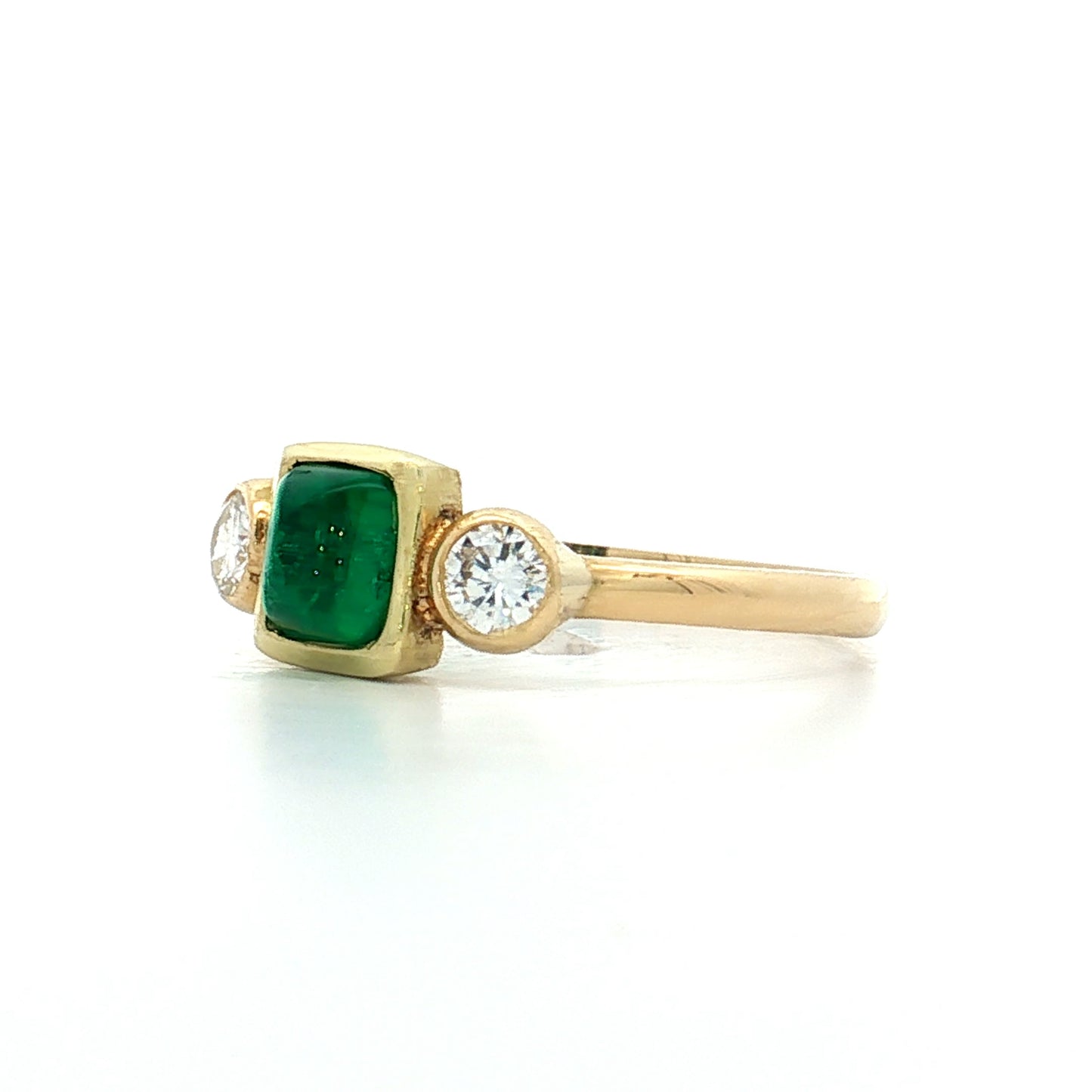 .80 Square Sugarloaf Emerald Ring 18k Yellow Gold
